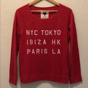 Express Red Crew Neck Sweatshirt